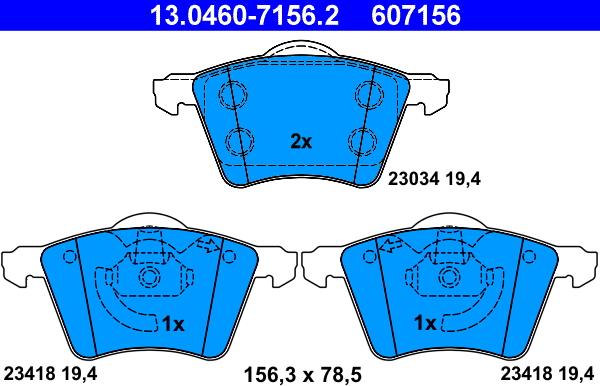 ATE 13.0460-7156.2 - Brake Pad Set, disc brake autospares.lv