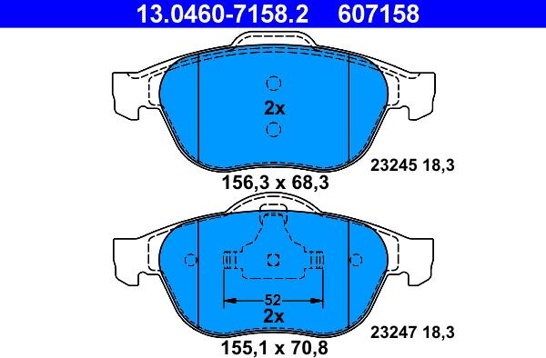 ATE 13.0460-7158.2 - Brake Pad Set, disc brake autospares.lv