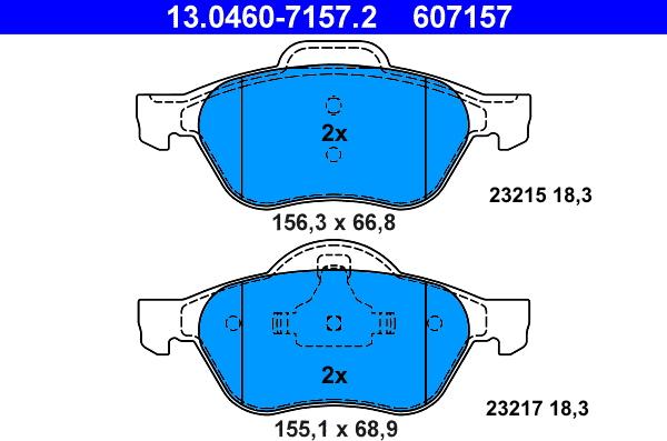 ATE 13.0460-7157.2 - Brake Pad Set, disc brake autospares.lv