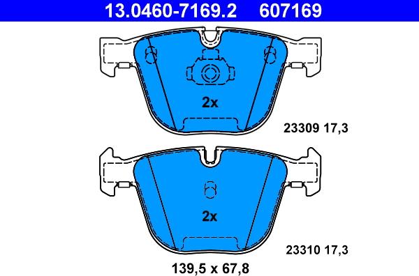 ATE 13.0460-7169.2 - Brake Pad Set, disc brake autospares.lv