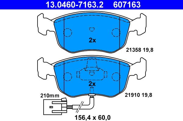 ATE 13.0460-7163.2 - Brake Pad Set, disc brake autospares.lv