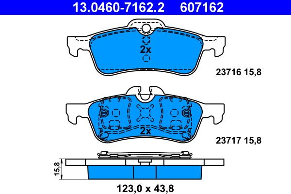 ATE 13.0460-7162.2 - Brake Pad Set, disc brake autospares.lv