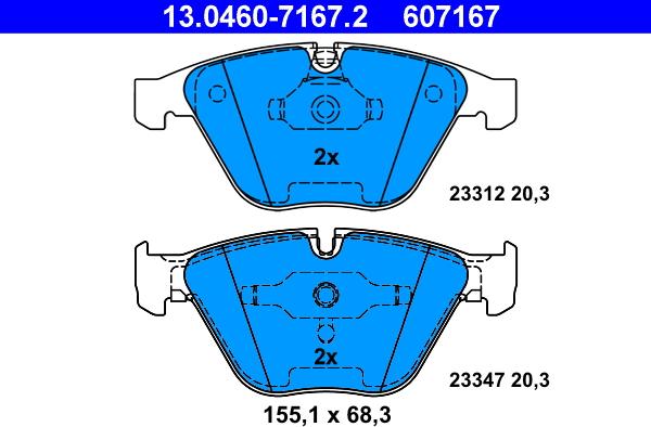 ATE 13.0460-7167.2 - Brake Pad Set, disc brake autospares.lv