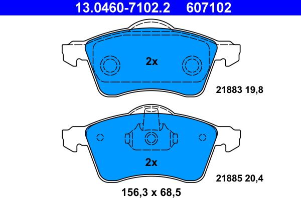 ATE 13.0460-7102.2 - Brake Pad Set, disc brake autospares.lv