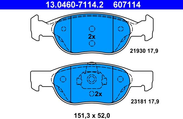 ATE 13.0460-7114.2 - Brake Pad Set, disc brake autospares.lv