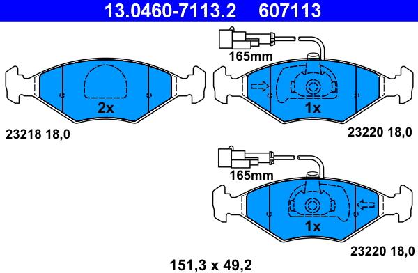 ATE 13.0460-7113.2 - Brake Pad Set, disc brake autospares.lv