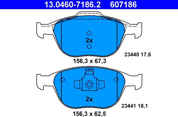 ATE 13.0460-7186.2 - Brake Pad Set, disc brake autospares.lv