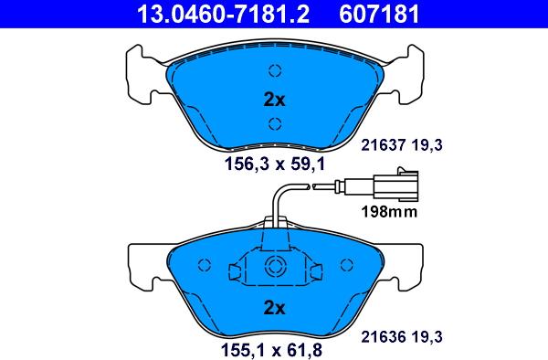 ATE 13.0460-7181.2 - Brake Pad Set, disc brake autospares.lv