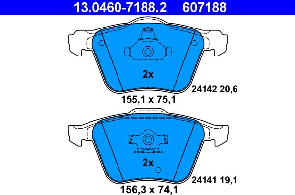 ATE 13.0460-7188.2 - Brake Pad Set, disc brake autospares.lv