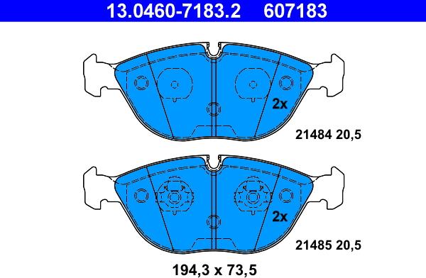 ATE 13.0460-7183.2 - Brake Pad Set, disc brake autospares.lv