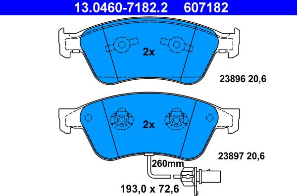 ATE 13.0460-7182.2 - Brake Pad Set, disc brake autospares.lv