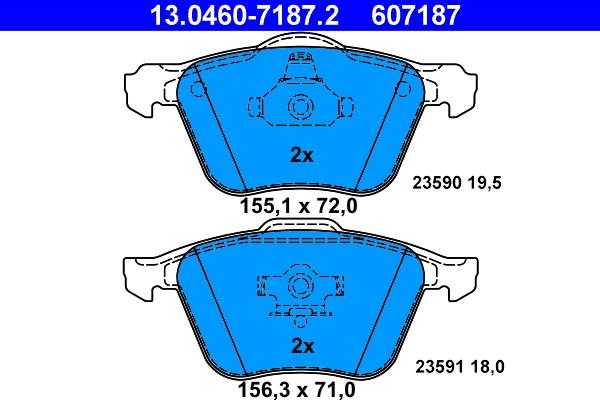 ATE 13.0460-7187.2 - Brake Pad Set, disc brake autospares.lv