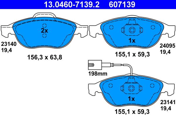 ATE 13.0460-7139.2 - Brake Pad Set, disc brake autospares.lv