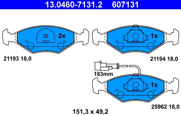 ATE 13.0460-7131.2 - Brake Pad Set, disc brake autospares.lv