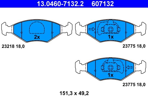 ATE 13.0460-7132.2 - Brake Pad Set, disc brake autospares.lv