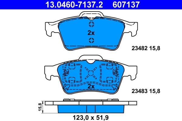 ATE 13.0460-7137.2 - Brake Pad Set, disc brake autospares.lv