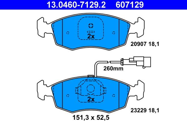 ATE 13.0460-7129.2 - Brake Pad Set, disc brake autospares.lv