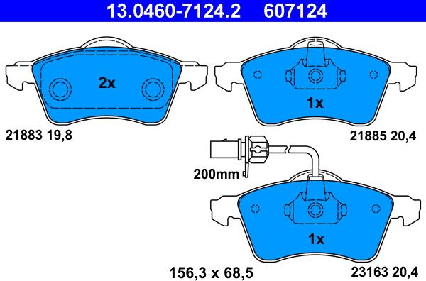 ATE 13.0460-7124.2 - Brake Pad Set, disc brake autospares.lv