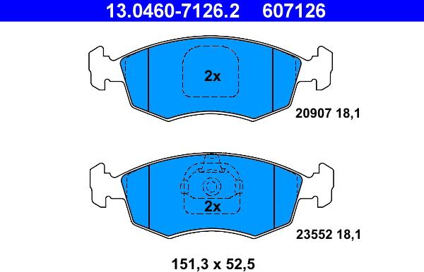 ATE 13.0460-7126.2 - Brake Pad Set, disc brake autospares.lv