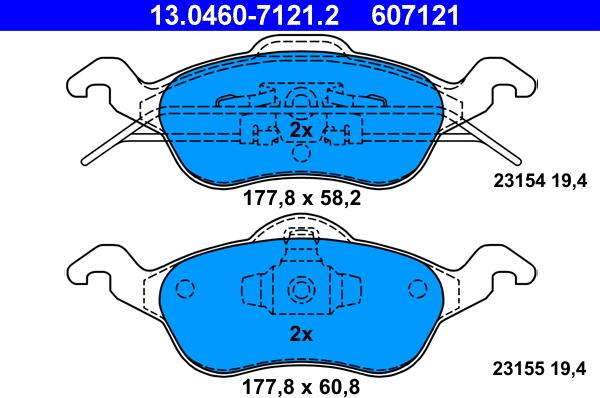 ATE 13.0460-7121.2 - Brake Pad Set, disc brake autospares.lv