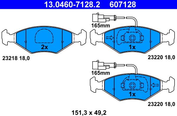 ATE 13.0460-7128.2 - Brake Pad Set, disc brake autospares.lv