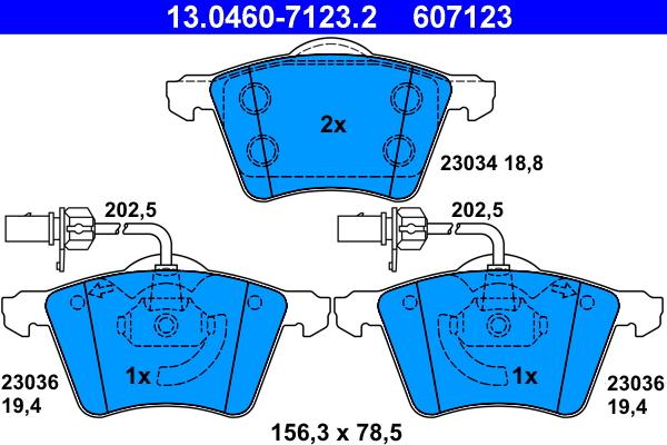 ATE 13.0460-7123.2 - Brake Pad Set, disc brake autospares.lv