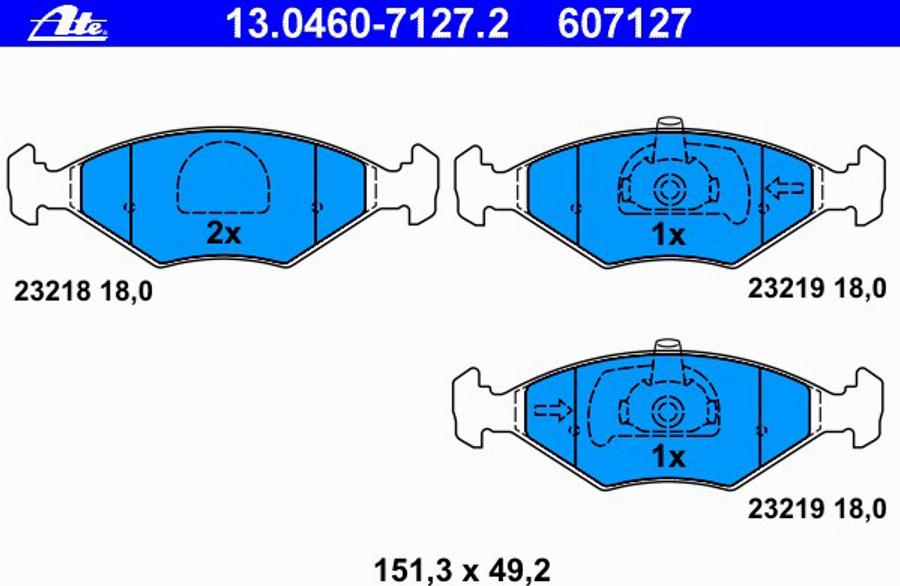 ATE 13.0460-7127.2 - Brake Pad Set, disc brake autospares.lv