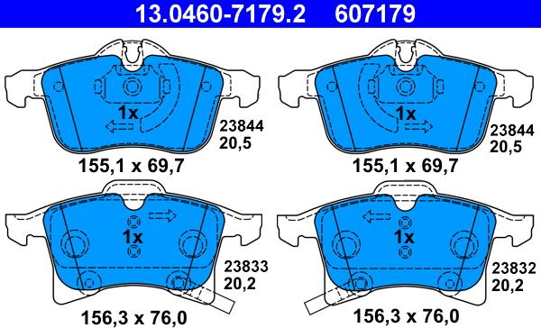 ATE 13.0460-7179.2 - Brake Pad Set, disc brake autospares.lv