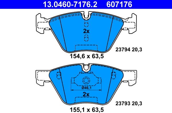 ATE 13.0460-7176.2 - Brake Pad Set, disc brake autospares.lv