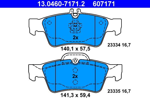 ATE 13.0460-7171.2 - Brake Pad Set, disc brake autospares.lv