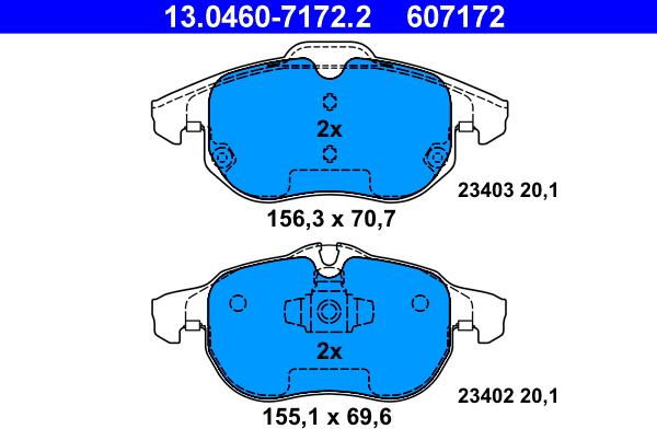 ATE 13.0460-7172.2 - Brake Pad Set, disc brake autospares.lv