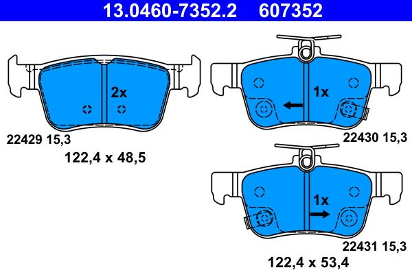 ATE 13.0460-7352.2 - Brake Pad Set, disc brake autospares.lv