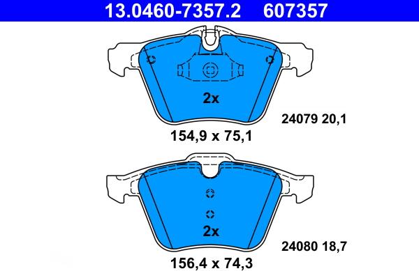 ATE 13.0460-7357.2 - Brake Pad Set, disc brake autospares.lv