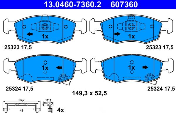 ATE 13.0460-7360.2 - Brake Pad Set, disc brake autospares.lv