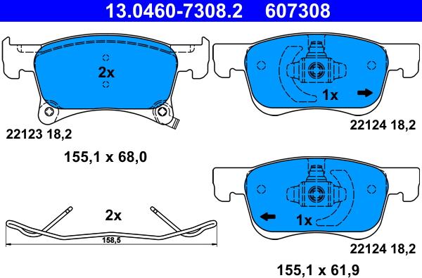 ATE 13.0460-7308.2 - Brake Pad Set, disc brake autospares.lv