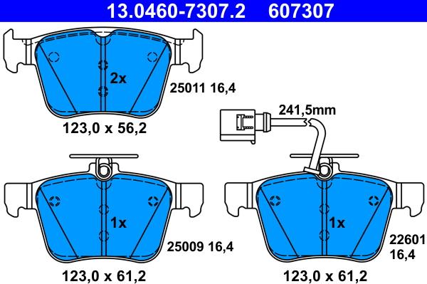 ATE 13.0460-7307.2 - Brake Pad Set, disc brake autospares.lv