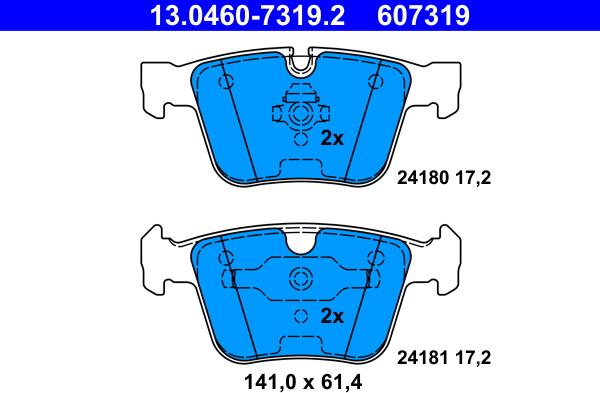 ATE 13.0460-7319.2 - Brake Pad Set, disc brake autospares.lv