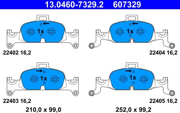 ATE 13.0460-7329.2 - Brake Pad Set, disc brake autospares.lv