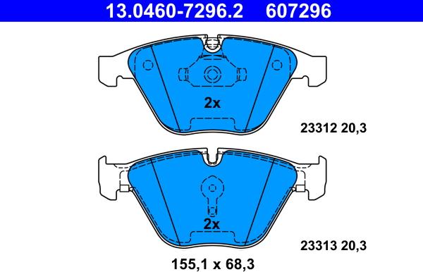 ATE 13.0460-7296.2 - Brake Pad Set, disc brake autospares.lv