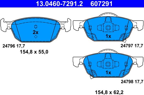 ATE 13.0460-7291.2 - Brake Pad Set, disc brake autospares.lv