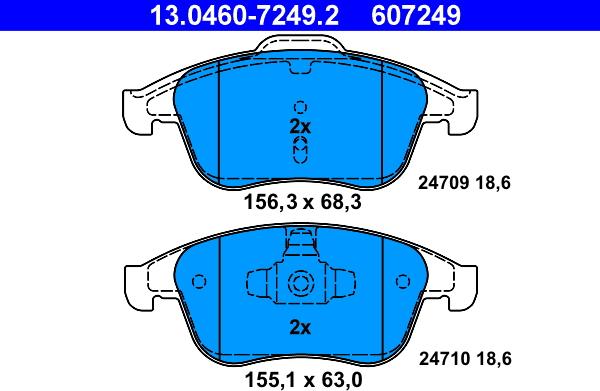 ATE 13.0460-7249.2 - Brake Pad Set, disc brake autospares.lv