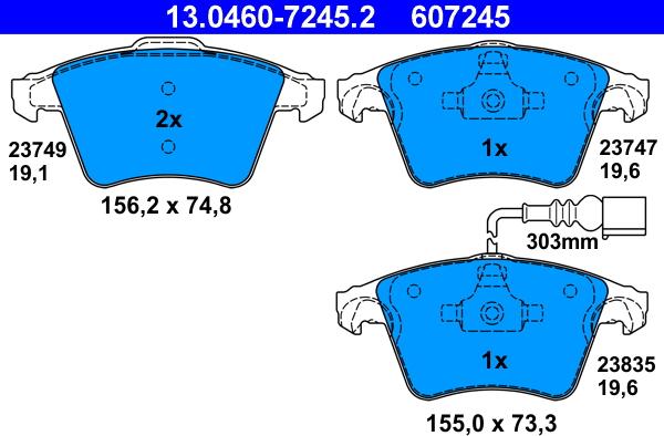 ATE 13.0460-7245.2 - Brake Pad Set, disc brake autospares.lv