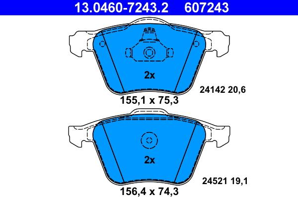 ATE 13.0460-7243.2 - Brake Pad Set, disc brake autospares.lv