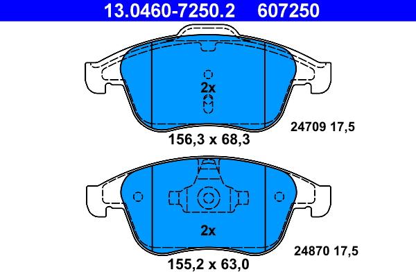 ATE 13.0460-7250.2 - Brake Pad Set, disc brake autospares.lv