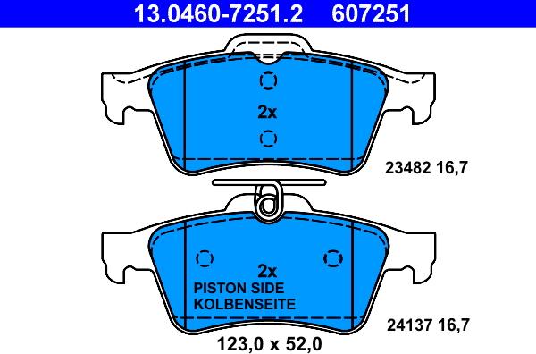 ATE 13.0460-7251.2 - Brake Pad Set, disc brake autospares.lv