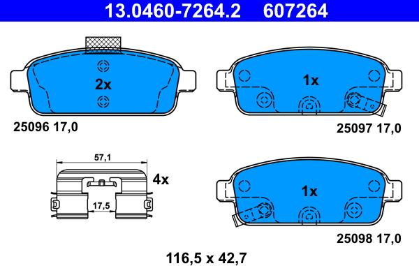 ATE 13.0460-7264.2 - Brake Pad Set, disc brake autospares.lv