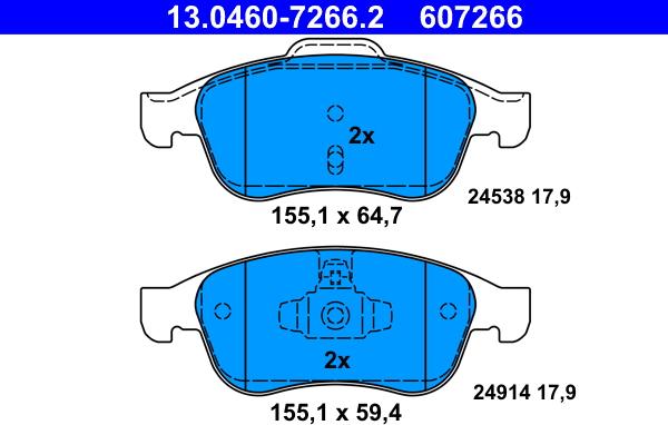 ATE 13.0460-7266.2 - Brake Pad Set, disc brake autospares.lv