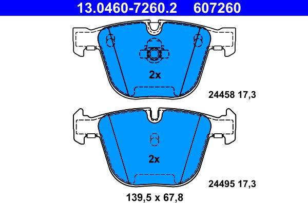 ATE 13.0460-7260.2 - Brake Pad Set, disc brake autospares.lv