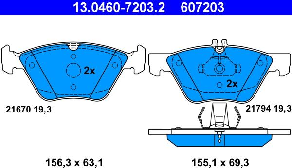 ATE 13.0460-7203.2 - Brake Pad Set, disc brake autospares.lv