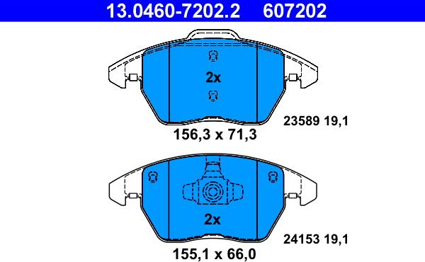 ATE 13.0460-7202.2 - Brake Pad Set, disc brake autospares.lv